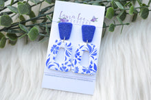 Vinnie Clay Earrings || Blue and White Floral || Made to Order