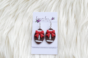 Clay Earrings || Football with Bow