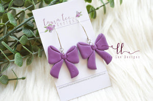 Bow Clay Earrings || Purple