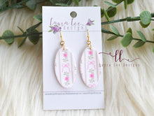 Jackie Oval Clay Earrings || Floral and Bows