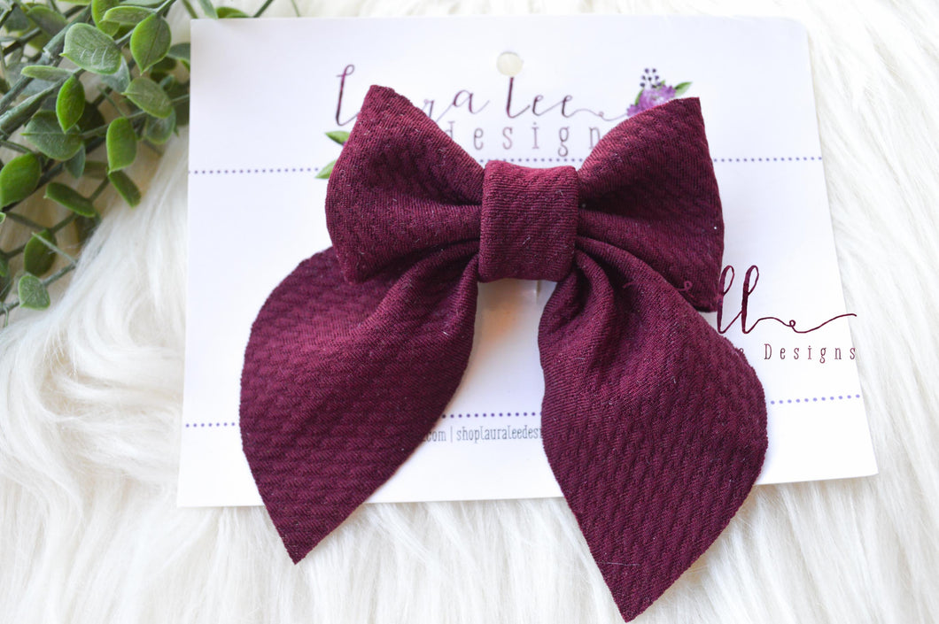Small Timber Bow || Burgundy || CLIP ONLY