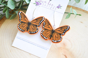 Butterfly Clay Earrings || Painted Monarch || Made to Order