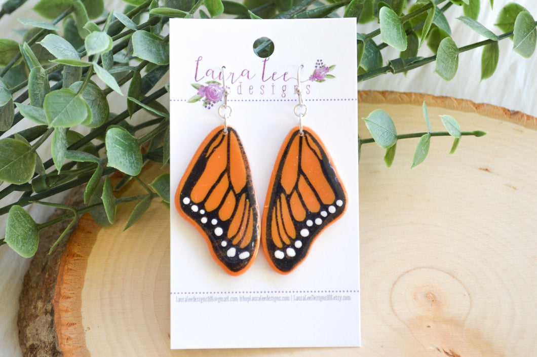 Butterfly Clay Earrings || Painted Monarch || Made to Order