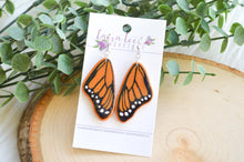 Butterfly Clay Earrings || Painted Monarch || Made to Order