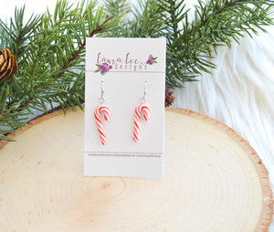 Clay Earrings || Candy Canes