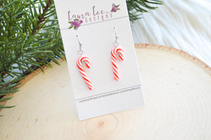 Clay Earrings || Candy Canes