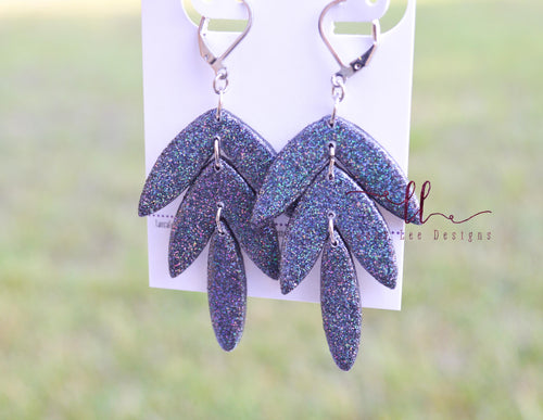 Cassie Clay Earrings || Deep Gray Holographic Glitter