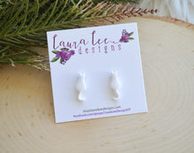 Cat Clay Stud Earrings || White