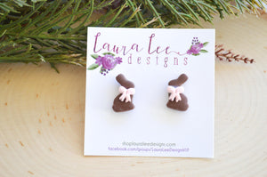 Clay Stud Earrings || Chocolate Bunnies || Made to Order