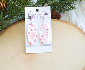 Jackie Oval Clay Earrings || Christmas Lattes and Candy Canes