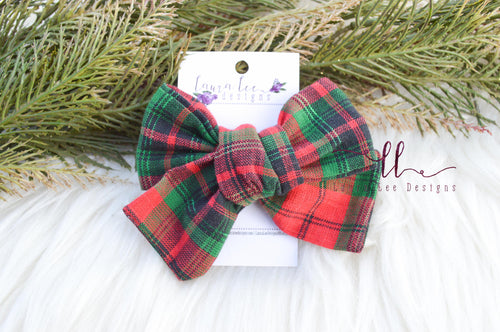 Large Handtied Timber Bow || Christmas Plaid