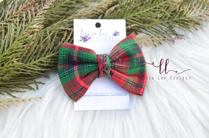 Lucy Style Bow || Christmas Plaid || CLIP ONLY