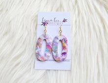 Octavia Oval Clay Earrings || Purple Marble