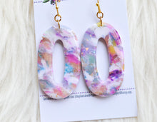 Octavia Oval Clay Earrings || Purple Marble