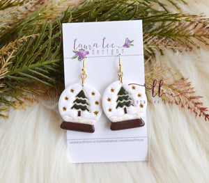 Snow Globe Clay Earrings || Christmas Tree Snow Globes || Made to Order