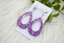 Teardrop Resin Earrings || Color Shift Glitter- Blue to Pink