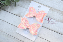 Pippy Style Pigtail Bow Set || Coral Glitter