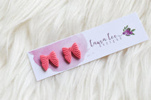 Bow Clay Stud Earrings || Coral || Made to Order