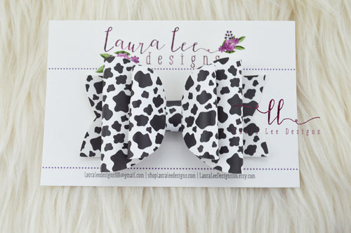 Rosie Style Bow || Cow Print Vegan Leather