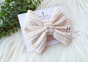 Large Julia Bow Style Bow || Cream Sweater Knit || CLIP ONLY