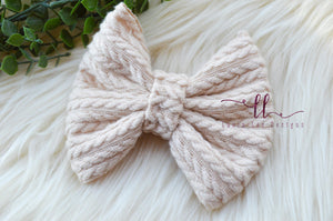 Large Julia Bow Style Bow || Cream Sweater Knit || CLIP ONLY