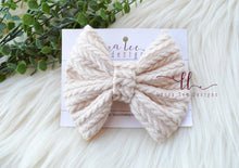 Large Julia Bow Style Bow || Cream Sweater Knit || CLIP ONLY