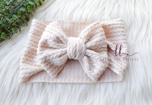 Large Julia Bow Headwrap || Cream Sweater