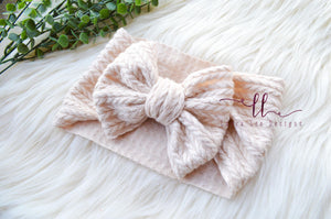 Large Julia Bow Headwrap || Cream Sweater