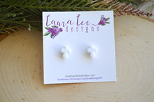 Cross Clay Stud Earrings || White