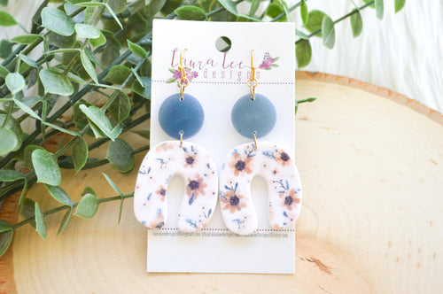 Curved Nova Small Arch Clay Earrings || Fall Floral