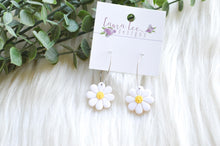 Daisy Clay Earrings || White on Hoops