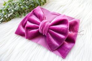 Large Julia Bow Headwrap || Dark Pink Velvet