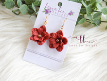 Flower Clay Earrings || Dark Red