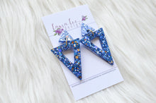 Stud Triangle Resin Earrings || Deep Blue Sea Glitter