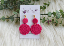 Tessa Clay Earrings || Dark Pink || Made to Order
