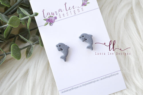 Clay Stud Earrings || Dolphins