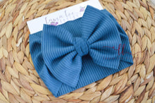 Large Julia Bow Headwrap || Dusty Blue Rib Knit