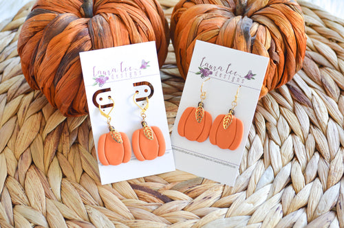 Fat Pumpkins Clay Earrings || Orange