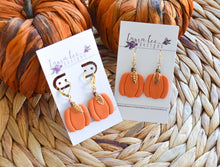 Fat Pumpkins Clay Earrings || Orange