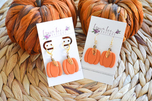 Fat Pumpkins Clay Earrings || Orange