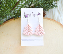 Elegant Christmas Tree Clay Earrings || Pink Embossed || Made to Order