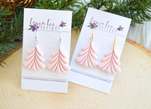 Elegant Christmas Tree Clay Earrings || Pink Embossed || Made to Order