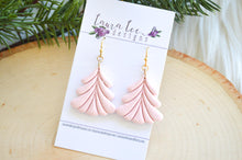 Elegant Christmas Tree Clay Earrings || Pink Embossed || Made to Order