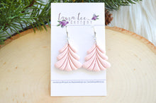 Elegant Christmas Tree Clay Earrings || Pink Embossed || Made to Order