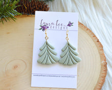 Elegant Christmas Tree Clay Earrings || Sage Green Embossed || Made to Order (Copy)