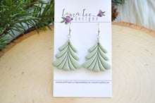 Elegant Christmas Tree Clay Earrings || Sage Green Embossed || Made to Order (Copy)