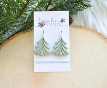 Elegant Christmas Tree Clay Earrings || Sage Green Embossed || Made to Order (Copy)