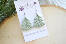 Elegant Christmas Tree Clay Earrings || Sage Green Embossed || Made to Order (Copy)