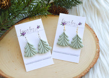 Elegant Christmas Tree Clay Earrings || Sage Green Embossed || Made to Order (Copy)