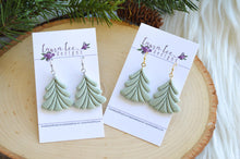Elegant Christmas Tree Clay Earrings || Sage Green Embossed || Made to Order (Copy)